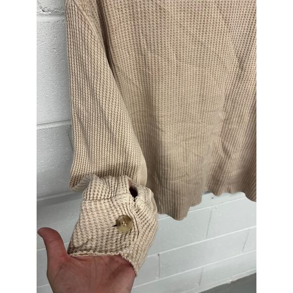 Free People FP One Sz Small Cream Scout Waffle Knit Oversized Shacket Jacket - Picture 4 of 8